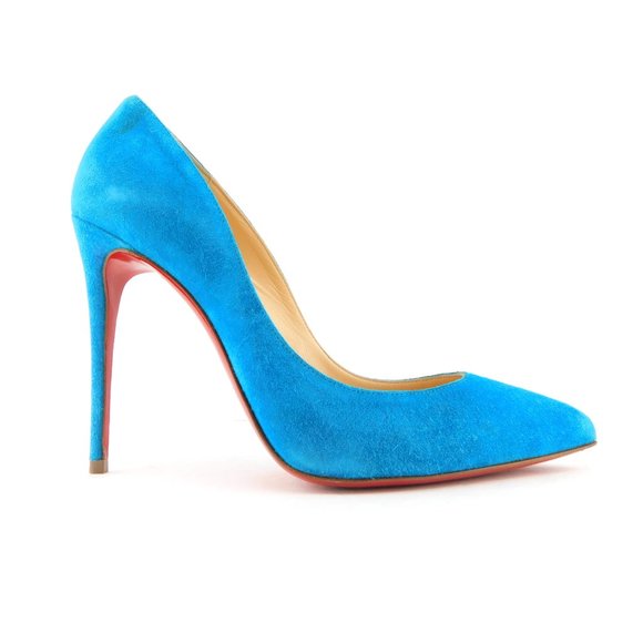 CHRISTIAN LOUBOUTIN Aqua Blue Suede Leather Classic Stiletto Heel Pumps 36.5 - Picture 2 of 9